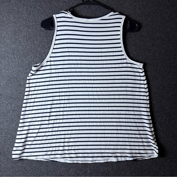 OLD NAVY WOMENS LARGE TANK TOP WHITE NAUTICAL SLEEVELESS STRETCHY LOOSE FIT - Picture 6 of 9